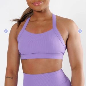 Women's Purple Ribbed Sports Bra